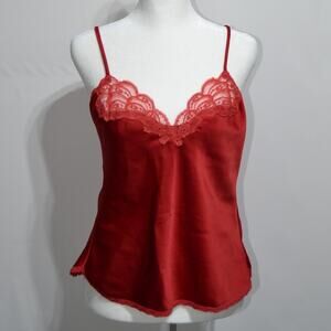 Warners Vintage Red Lace Camisole Tank Top Size 34